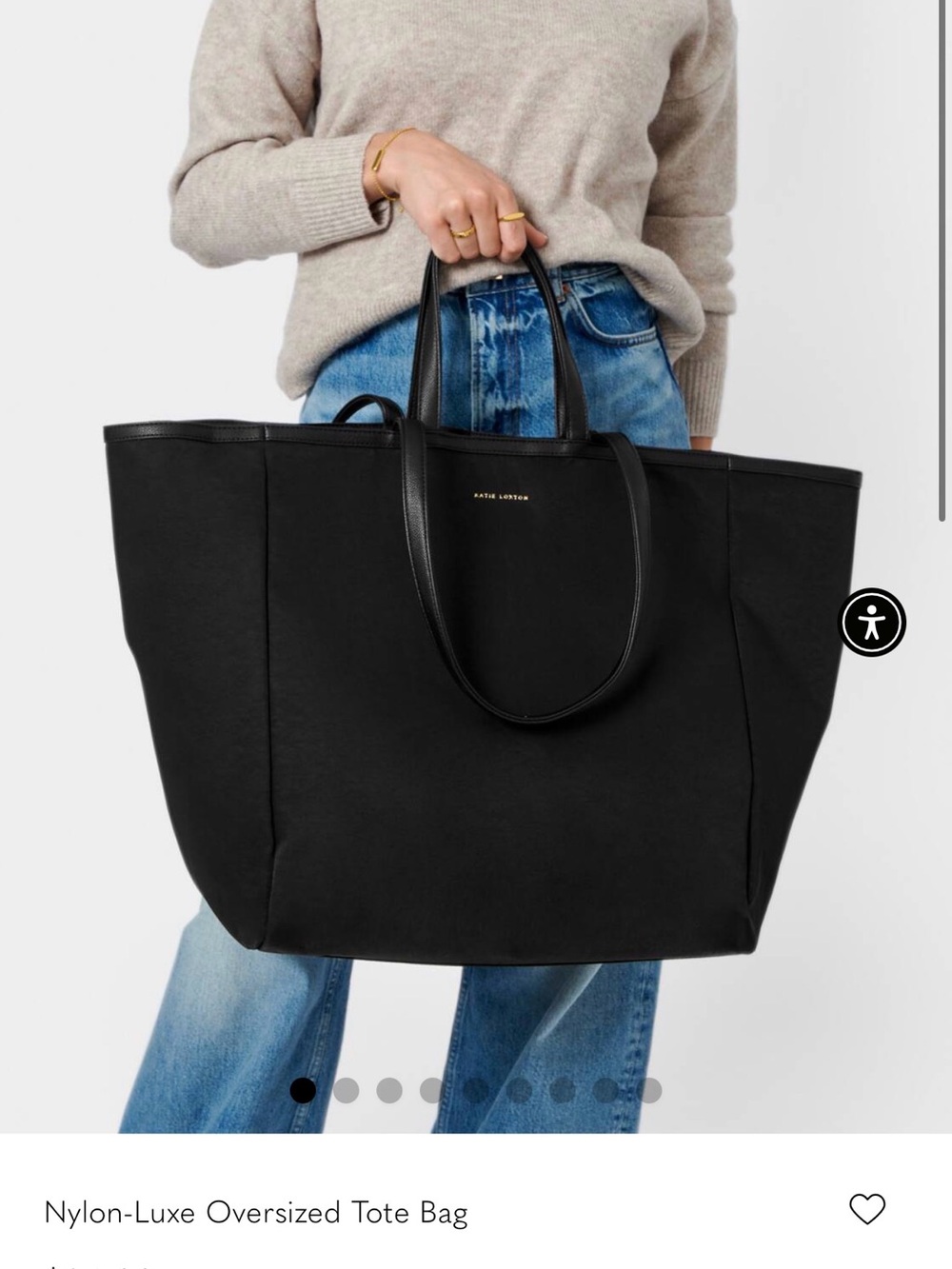 Katie Loxton Nylon-Luxe Oversized Tote Bag - Black